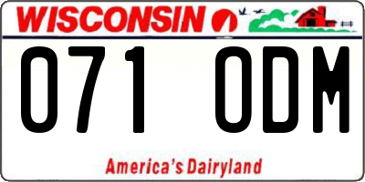 WI license plate 071ODM