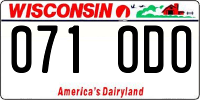 WI license plate 071ODO
