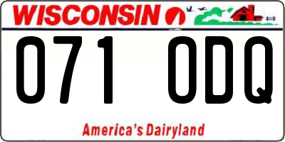WI license plate 071ODQ