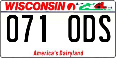 WI license plate 071ODS
