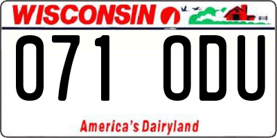 WI license plate 071ODU