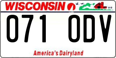 WI license plate 071ODV