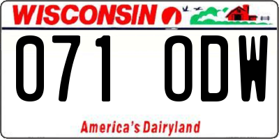 WI license plate 071ODW