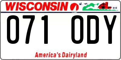 WI license plate 071ODY