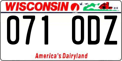 WI license plate 071ODZ