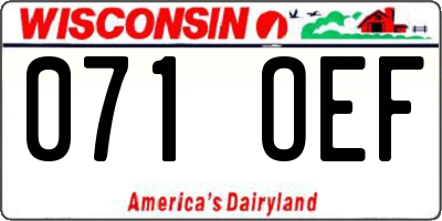 WI license plate 071OEF
