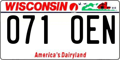 WI license plate 071OEN