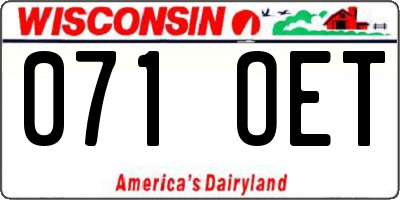 WI license plate 071OET