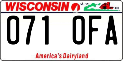 WI license plate 071OFA