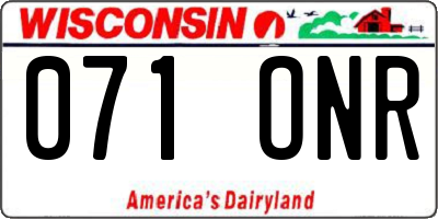 WI license plate 071ONR