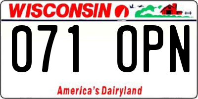 WI license plate 071OPN