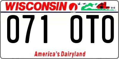 WI license plate 071OTO