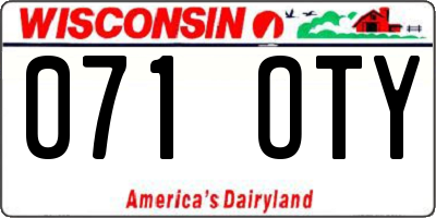 WI license plate 071OTY