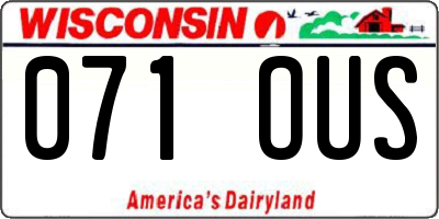 WI license plate 071OUS
