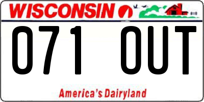 WI license plate 071OUT