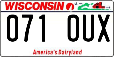WI license plate 071OUX