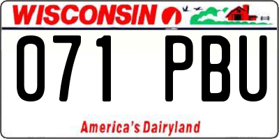 WI license plate 071PBU