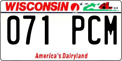 WI license plate 071PCM