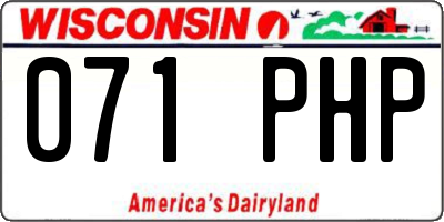 WI license plate 071PHP