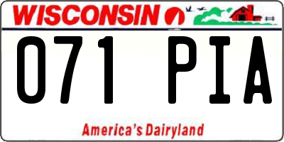 WI license plate 071PIA