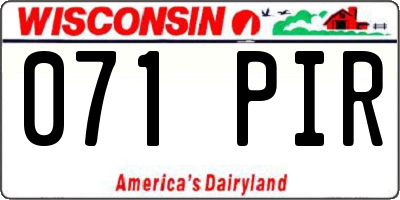 WI license plate 071PIR