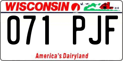 WI license plate 071PJF
