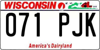 WI license plate 071PJK