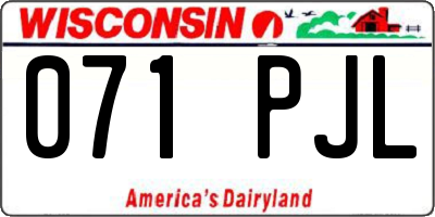 WI license plate 071PJL