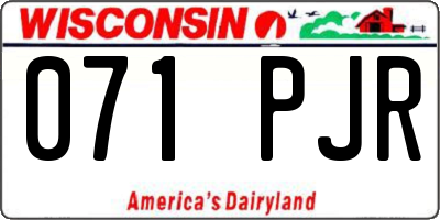 WI license plate 071PJR