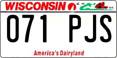 WI license plate 071PJS