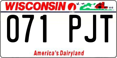WI license plate 071PJT