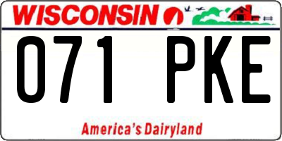 WI license plate 071PKE