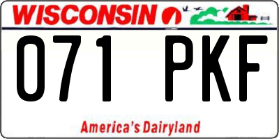 WI license plate 071PKF