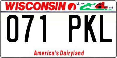 WI license plate 071PKL