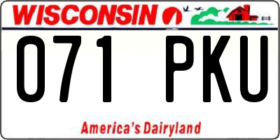 WI license plate 071PKU