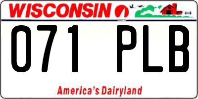 WI license plate 071PLB