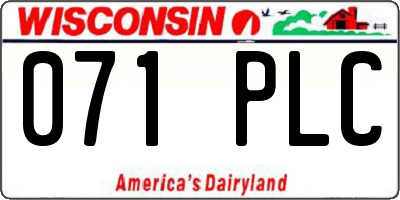 WI license plate 071PLC