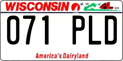WI license plate 071PLD