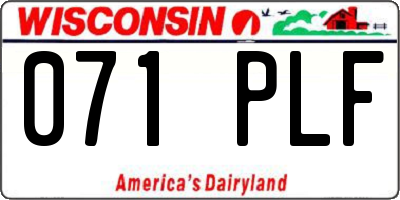 WI license plate 071PLF