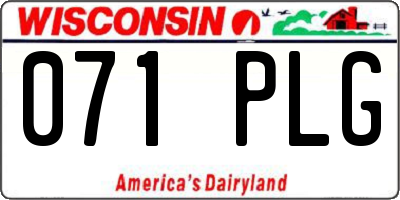 WI license plate 071PLG