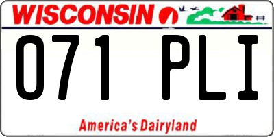 WI license plate 071PLI