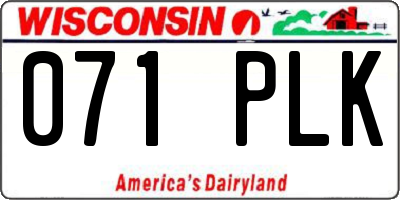 WI license plate 071PLK