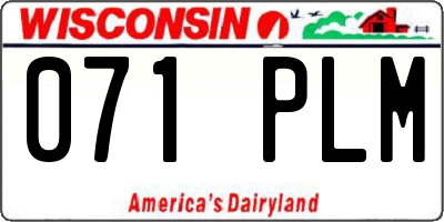 WI license plate 071PLM