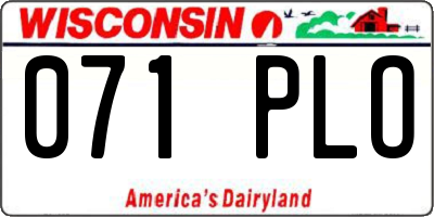 WI license plate 071PLO