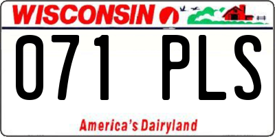 WI license plate 071PLS