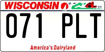 WI license plate 071PLT
