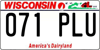 WI license plate 071PLU