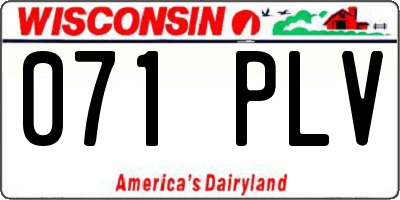 WI license plate 071PLV