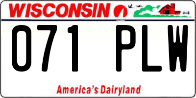 WI license plate 071PLW