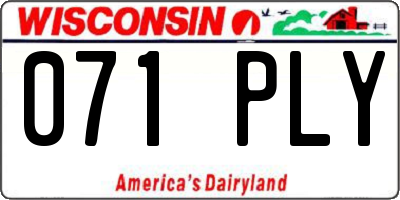 WI license plate 071PLY